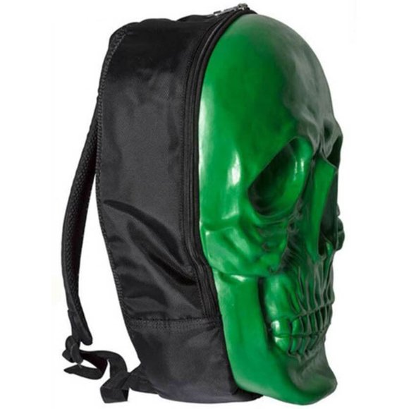 Gothic Punk Green Latex Skull Backpack NWT - Picture 2 of 3